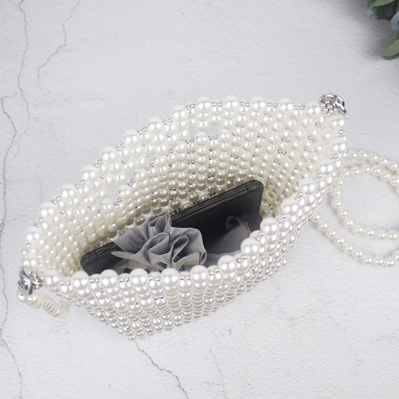  Brand Designer Handbags Handmade Beaded Retro Pearl Bag Woven Mini Female Diagonal Mobile Phone Bag - 4000109170736