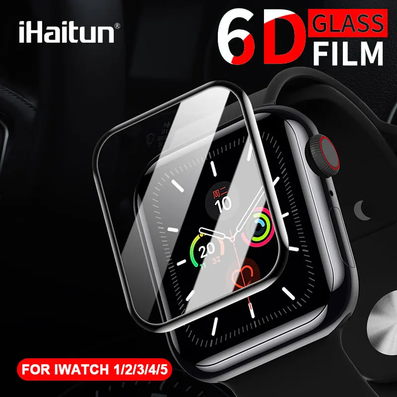 IHaitun роскошное 6D стекло для Apple Watch Series 5 4 Защита экрана изогнутое полное покрытие