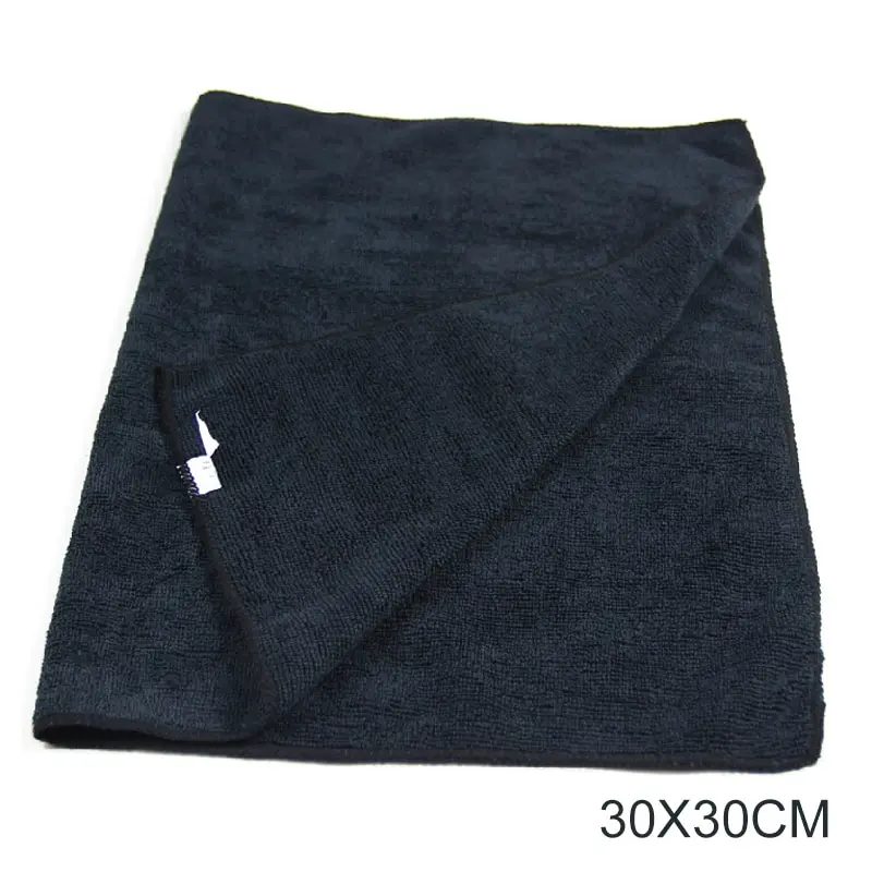 10pcs Square 30*30cm Black Car Cleaning Detailing Microfiber Soft Polishing Cloths Wipping Towel Lint