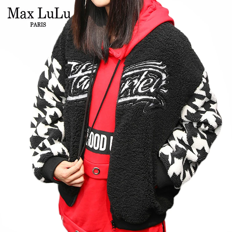 Max LuLu, Зимняя мода, корейский стиль, женская панк уличная одежда, женские утолщенные теплые куртки, повседневные клетчатые меховые пальто размера плюс, одежда