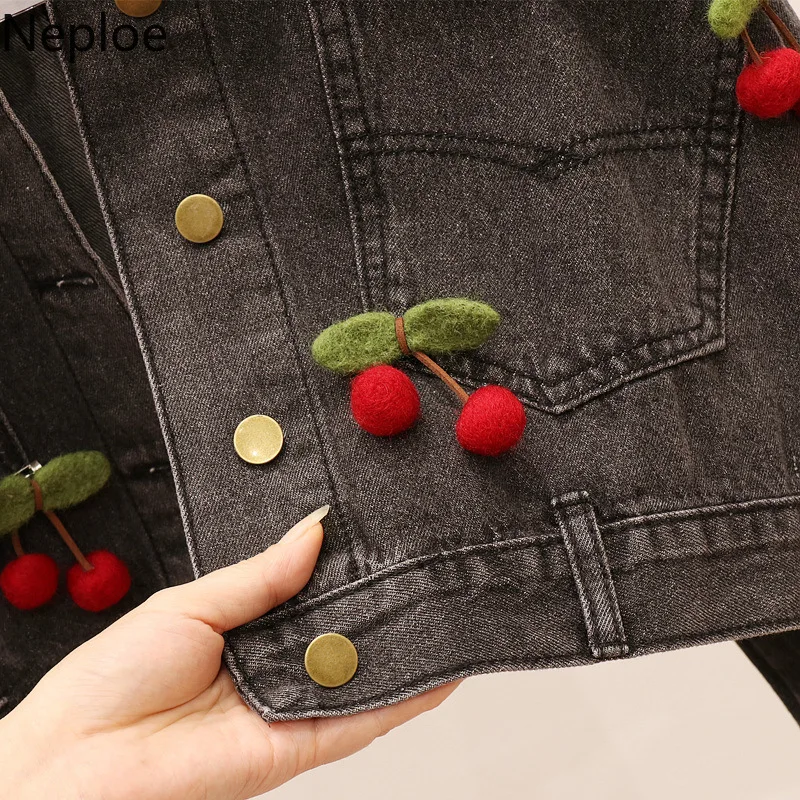 Neploe/джинсовая куртка новинка года; свободная куртка с длинными рукавами; Chaqueta Mujer; Цвет Черный; милые короткие студенческие куртки с бантом; Casaco Feminino; сезон осень; 46600