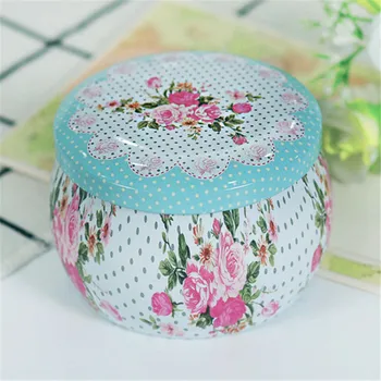 

6 Pcs/lot Pastoral Style Iron Box Round Wedding Candy Box Round Dried flower Tea Potr Aromatherapy Candle Jar Tea Storage Box