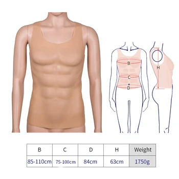 

1750g Fake Chest Muscle Belly Macho Soft Silicone Man Artificial Simulation Cofre Pecloralis Muscle Vest Bodysuit