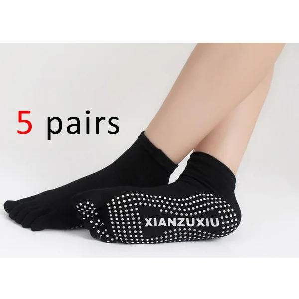 Женские хлопчатобумажные носки с пятью пальцами; нескользящие Дышащие носки с открытыми пальцами; цветные профессиональные классные носки-тапочки; 5 пар/лот - Цвет: 8