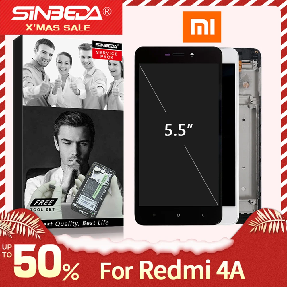 5," экран для XIAOMI Redmi 4A ЖК-дисплей сенсорный экран с рамкой в сборе Замена для XIAOMI Redmi 4A дисплей