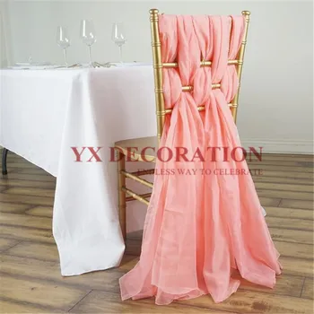 

Wholesale Price 55x200cm Chiavari Chiffon Chair Sash Chai Cap Hood With Buckle For Banquet Wedding Decoration
