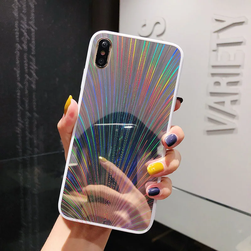7 Bing Блестящий зеркальный чехол для iPhone X XS Max XR 7 6 S 8 Plus лазерный чехол с перьями павлина для iPhone 11 5,8 6,1 6,5 дюйма - Цвет: 7