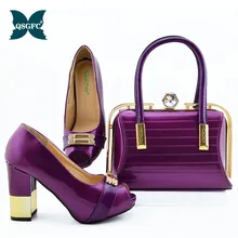 Новое поступление; комплект из фиолетовых туфель и сумочки в нигерийском стиле; комплект из туфель и сумочки в итальянском стиле; комплект из туфель и сумочки