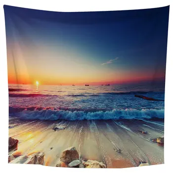 

Sunset beach Square 1.5*1.8m Wall Hanging Carpet Bedroom Decoration Beautiful Scenery Painting
