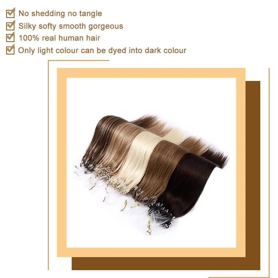 S-noilite 50pcs 1g Micro Loop Human Hair Extension Micro Link Ring Keratin Capsule Straight Natural Hair Bundles Extension