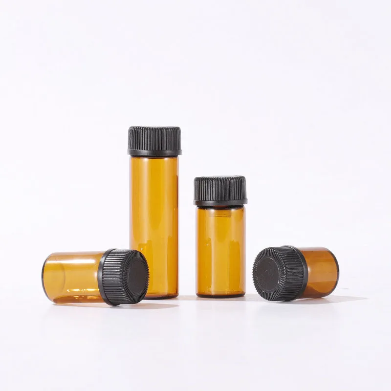 10PC Empty Amber Glass Essential Oil Bottle Laboratory Glass Perfume Bottle Oil Test Sample 1ML/2ML/ 3ML/ 5ML glass seal bottle