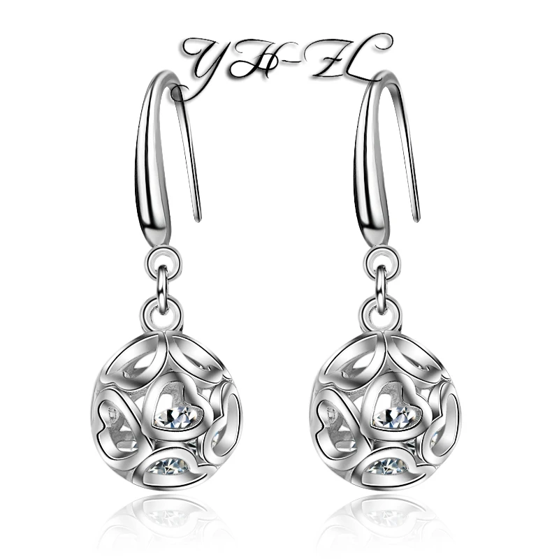 

YH-ZL 925 Sterling Silver Dangle Earrings pendientes Hook Heart Pattern Drop Pendant Earrings oorbellen