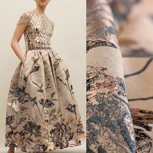 155 см шириной 240 г/м вес жаккард полиэстер коричневая ткань для осенне-весеннего платья пальто куртка E1117