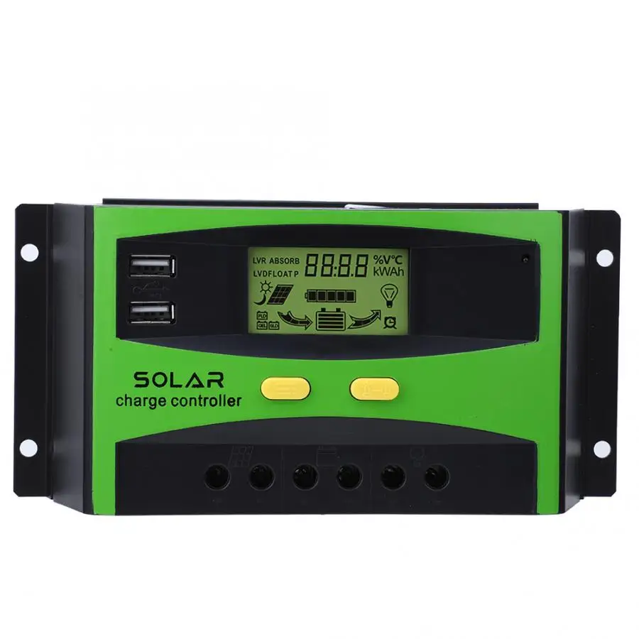 Regulador de carga solar iFCOW 30A 48V IP32 PWM pantalla de corriente fotovoltaica controlador de carga solar 28-10AWG
