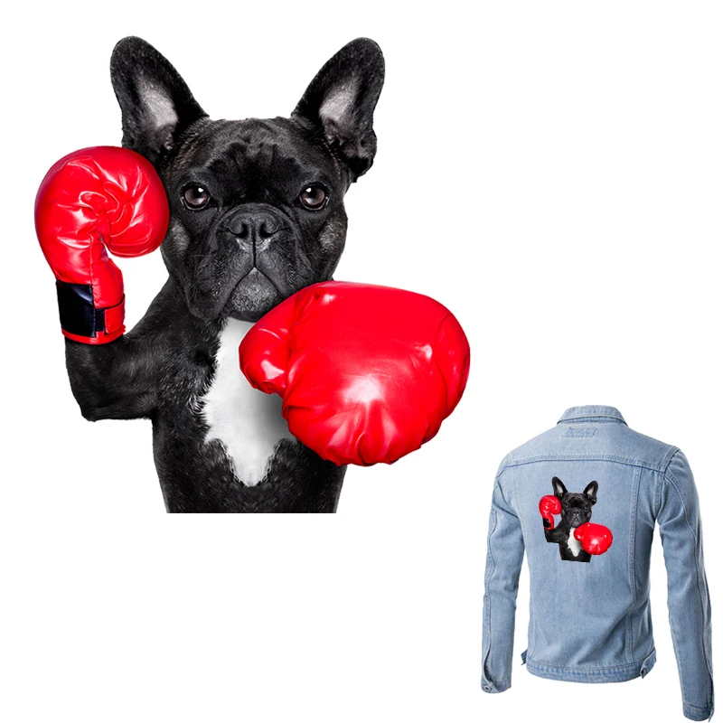 

Cartoon Dog Patches Boxing Stickers Washable Badges Heat Transfer Diy Accessory Clothing Deco New Design Applique On Clothes