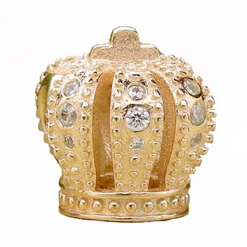 

Authentic 925 Sterling Silver Bead Charm Gold Color Majestic Crown Beads Fit Pandora Bracelet Bangle DIY Jewelry
