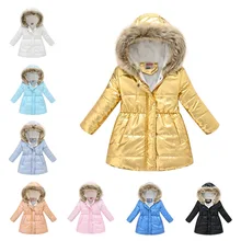 Manteau à capuche mi long pour enfant, veste chaude, en coton et velours, couleur or, vêtement d'extérieur épais pour garçon, collection hiver 