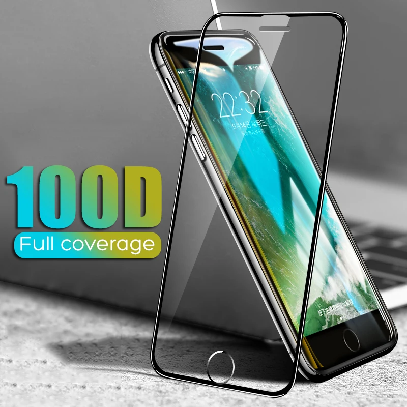

100D Curved Edge Protective Glass on the For iPhone 7 8 6 6s Plus Tempered Screen Protector For iPhone 11 Pro X XR XS Max Glass