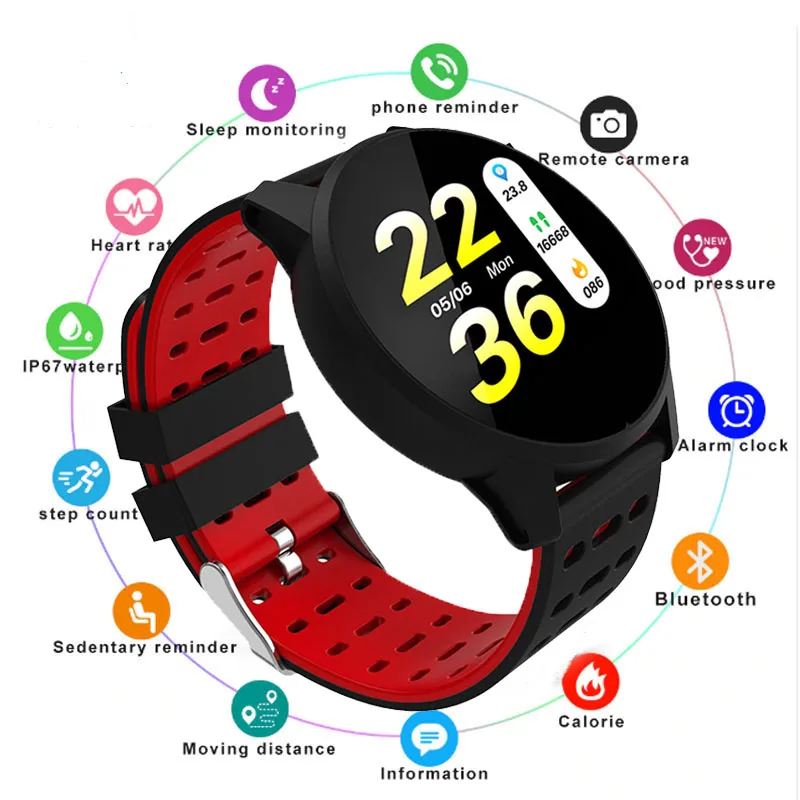 

Smart Bracelet 2020New Watch Color Screen Heart Pressure Monitoring Track Movement IP67 Waterproof Smart Watch for Apple Android