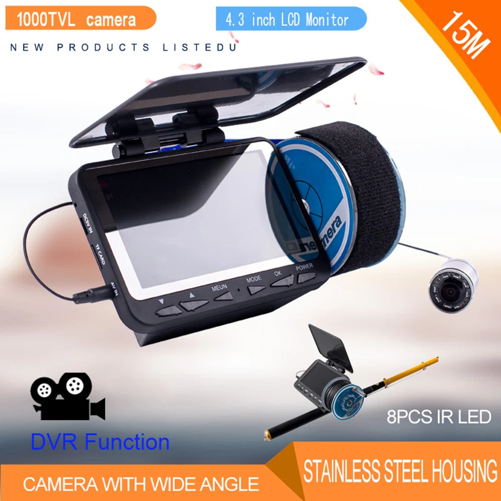 

Lixada 1000TVL 4.3" LCD US Plug Fish Finder 140° Wide Angle Waterproof Underwater Camera for Fishing Monitor Kit Fishing Finder