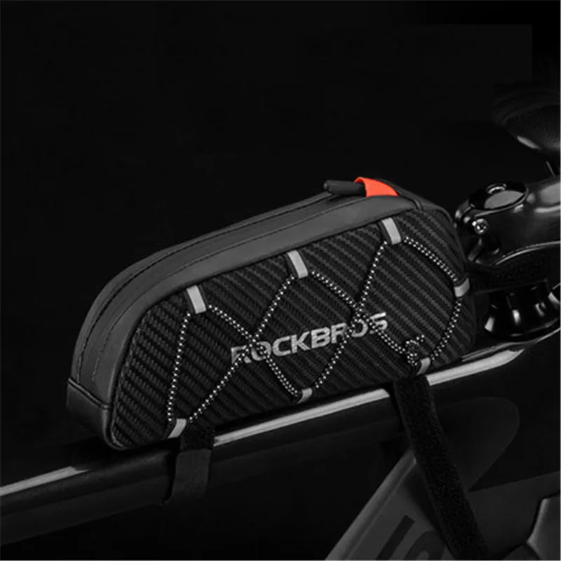Best ROCKBROS 1L Bicycle Bag Reflective Front Top Frame Tube Bag Ultralight Portable Bike Parcel Big Capacity Pocket Cycling