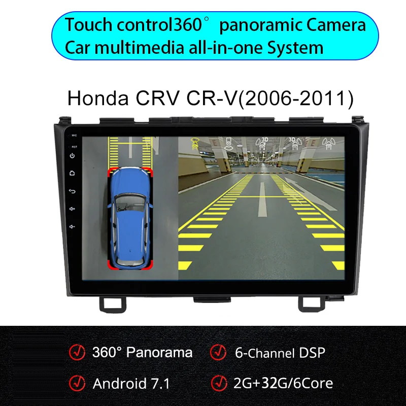 Для Honda CRV CR-V 3 2006 2007 2008 2009-Android 360 панорамный бесшовный 4-канальный видеорегистратор AHD камера автомобильное радио gps навигация с DSP