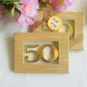 

50th Anniversary Party Beer Bottle Opener Wedding Event Birthday Party Guests Gift Gold Metal Opener Party Decoration Supplies
