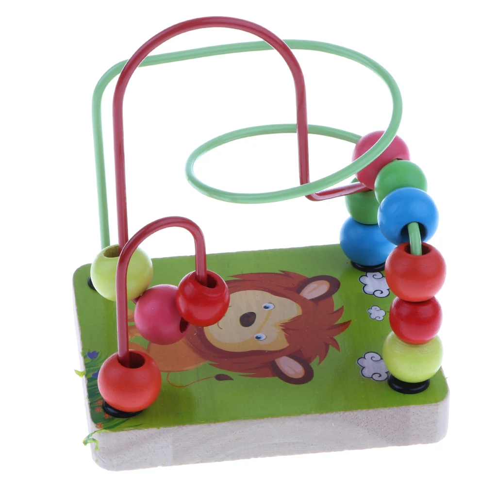 Set of 4Pcs Wooden Montessori Development for baby - Percussion Xylophone Round Bead Rollercoaster Sensory Teaching Aids Toy #A