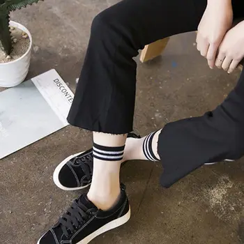 

Japanese Harajuku Women Girls Ankle Socks Hipster Summer Thin Sheer Glass Fiber Splicing Rainbow Striped Top Short Tube Hosiery