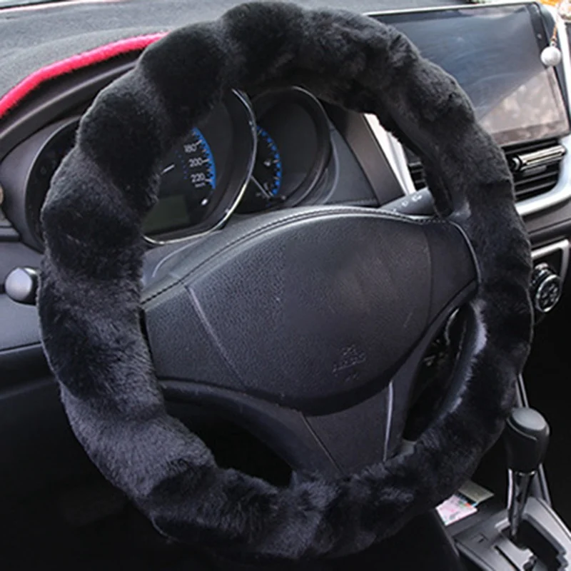 Универсальные Плюшевые Чехлы рулевого колеса автомобиля, зимние чехлы из искусственного меха для рулевого колеса, аксессуары для салона автомобиля