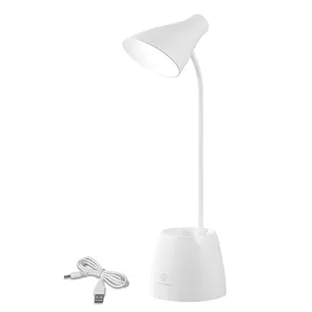 

360 Flexible Phone Stand USB Charging Eye Caring 3 Color Modes Study Dimmable Desk Light With Pen Holder LED Lamp For Bedroom