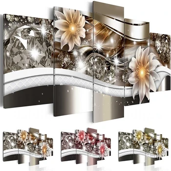 

HUACAN Full Drill Square Diamond Painting 5pcs/set Flowers New Arrival Diamond Embroidery Cross Stitch Multi-picture Home Decor