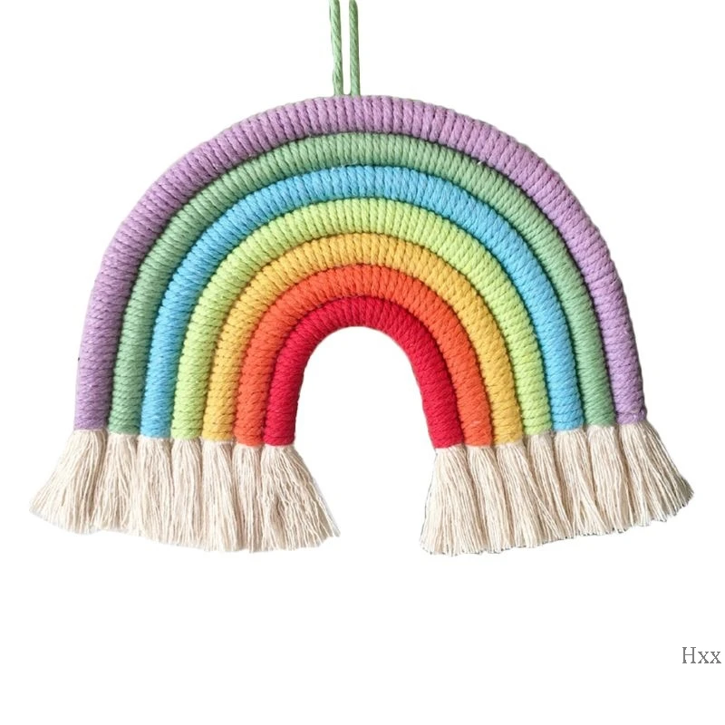 Скандинавский ручной Бохо Радуга шнур с кисточками Детская комната украшения кулон - Color: 5