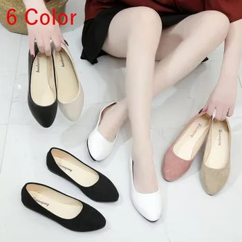 

Multiple color women shoes spring autumn Ballet flats lady Pointed Comfort shallow casual slip-on footwear woman large size s068