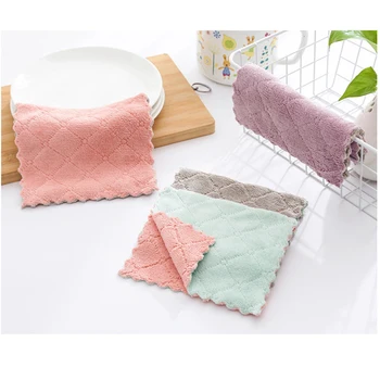

Kitchen cleaning decontamination coral fleece rag double-sided two-color strong absorbent rag does not shed hair does not stai