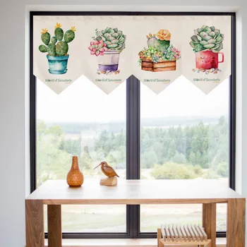 

Kitchen Door Curtain Nordic Cartoon Short Curtain Small Curtain Decorative Partition Curtain Triangular Curtain