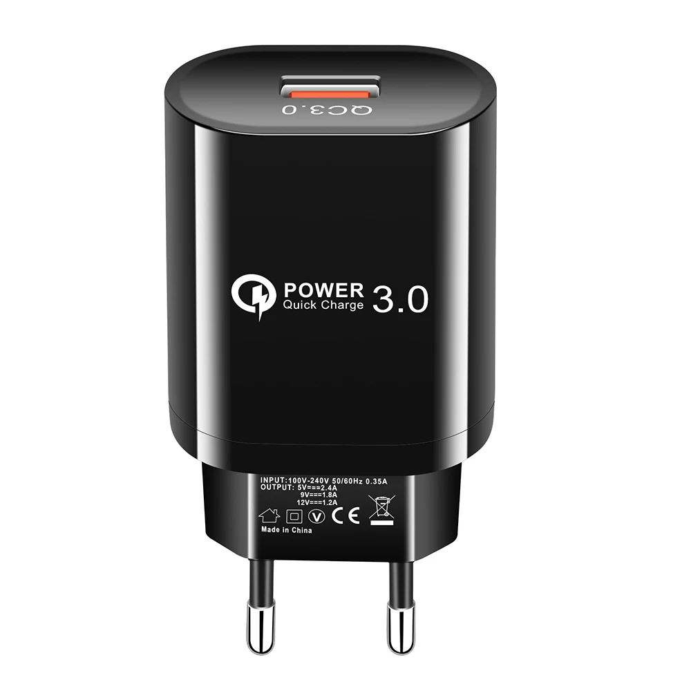 Bonola 18 Вт Quick Charge 3,0 EU Plug адаптер 3.1A USB быстрое зарядное устройство QC3.0 зарядное устройство для мобильного телефона зарядное устройство для samsung/Apple - Тип штекера: EU Black