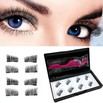 

4 pairs Magnetic Lashes natural 3D false eyelashes Handmade Thick Cross fake lashes makeup Mink Lashes extension mink eyelashes