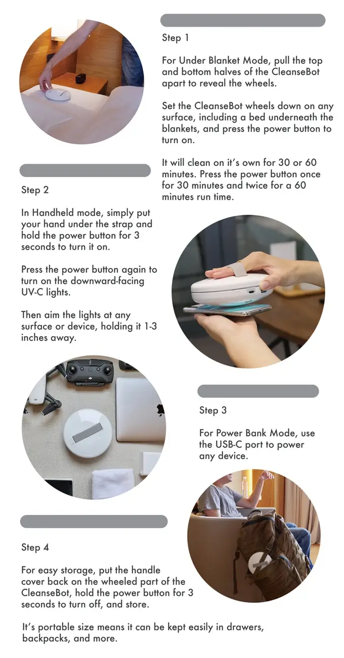 CleanseBot World's First Bacteria Killing Robot UV Sterilizers Mite Killer Smart Robot for Home Travel Household (8)