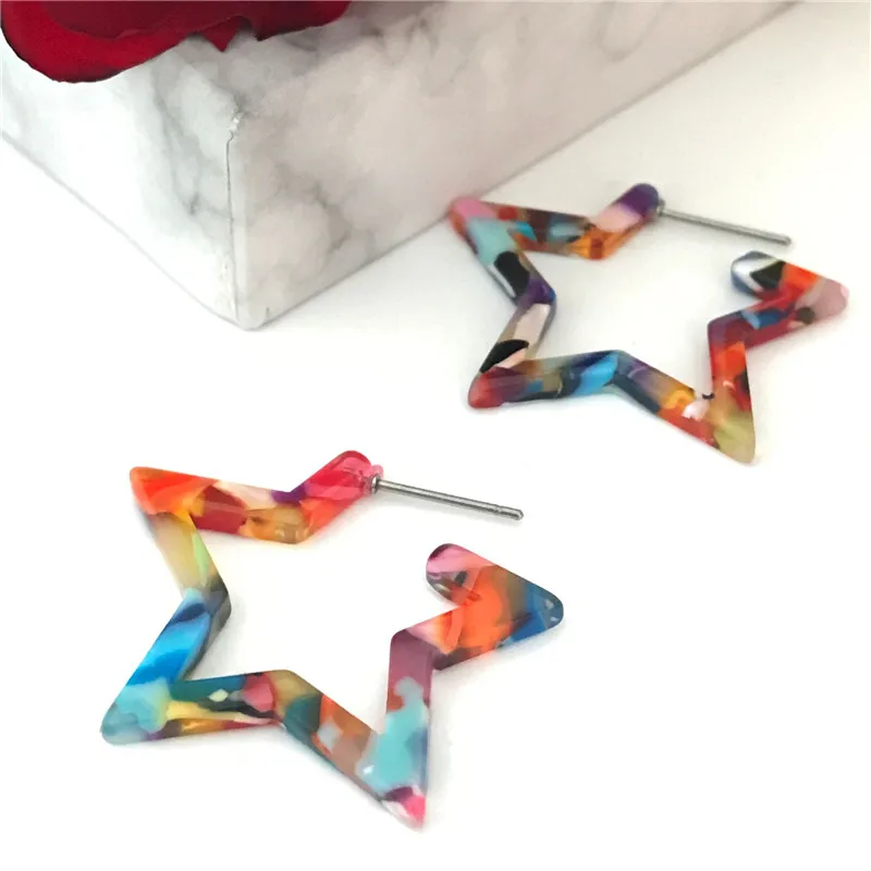 

2019new Leopard Print drop Earrings For Women Tortoiseshell Acetate Resin Acrylic Heart Star Circle Geometric Earring Pendientes