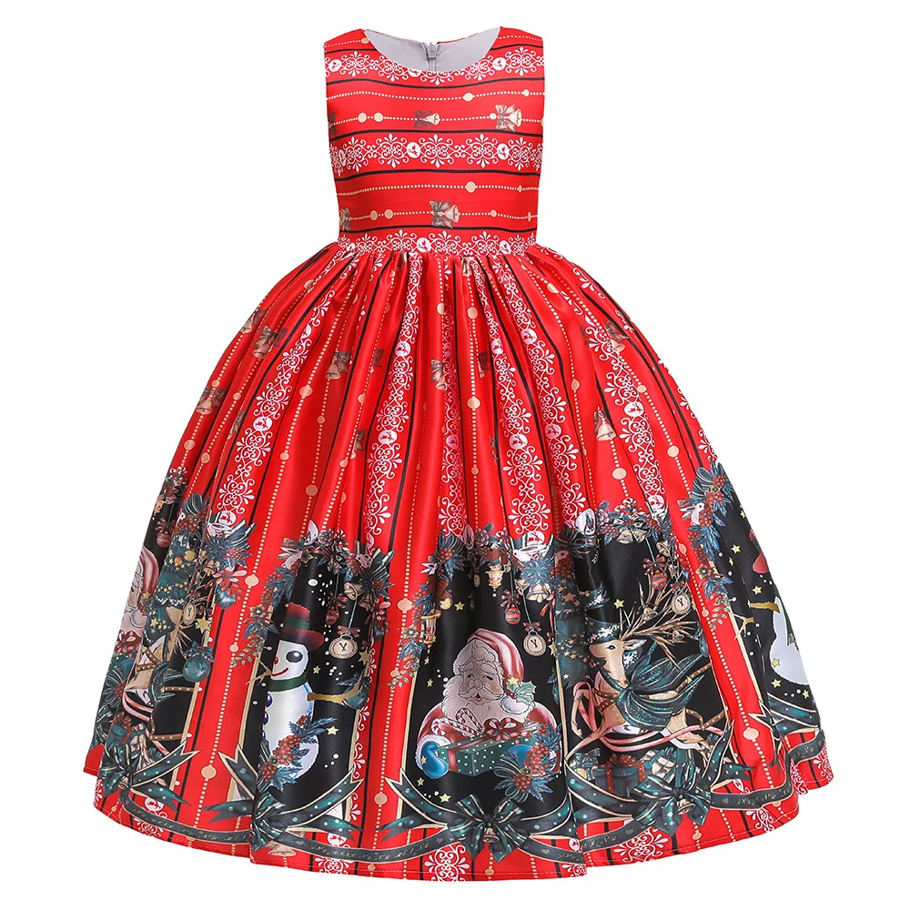 Teens Girls Party Dresses For Girls Kids Santa Claus Print Ball Gown Girls Clothes Children Clothing Carnival Christmas Dress (21)