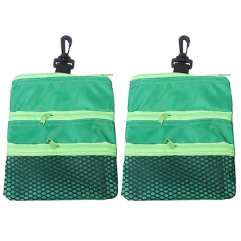 

2Pcs Portable Golf Tee Storage Bag Golf Ball Pouch Holder Golf Accessories (Black)