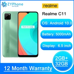 Фотокамера глобальная версия realme C11 2 ГБ 32 ГБ 5000 мАч аккумулятор 6,5 дюйма полноэкранный процессор Helio G35 13 МП Двойная камера 3 слота для карт