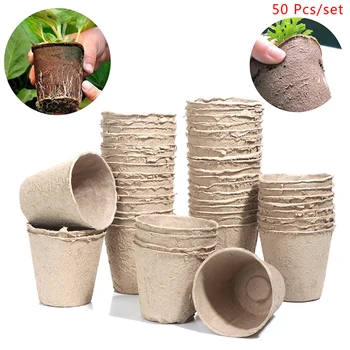 

50Pcs Paper Pot Starters Seedling Herb Seed Nursery Cup Kit Organic Biodegradable Eco-Friendly Home Cultivation