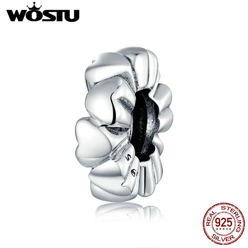 

WOSTU 2020 Summer New 100% 925 Sterling Silver Bead Heart to Heart Dangle Charms fit Original Pandora Bracelets Women Jewelry