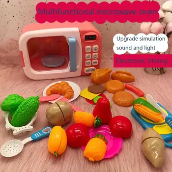 Microondas de juguete en miniatura para niños, juego de cocina de simulación, comida falsa, Mini marcas