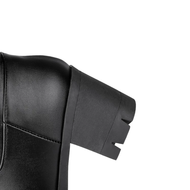 BLXQPYT Big Size 34-46 Autumn Winter Warm Fur Knee High Boots Womens Snow Boots High Heels Zipper Female Shoes woman C19-19