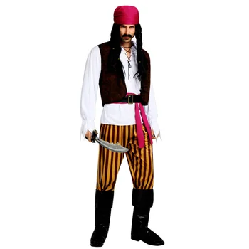 

Europe and America Foreign Trade Cosplay Pirate Ship Captain Performance Stage Performance Clothing Adult Men's Cool Pirate