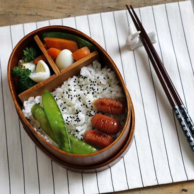 Деревянные Ланч-боксы контейнеры для еды в японском стиле Bento Lunchbox для детей школьная столовая посуда миска коробки органайзер для путешествий