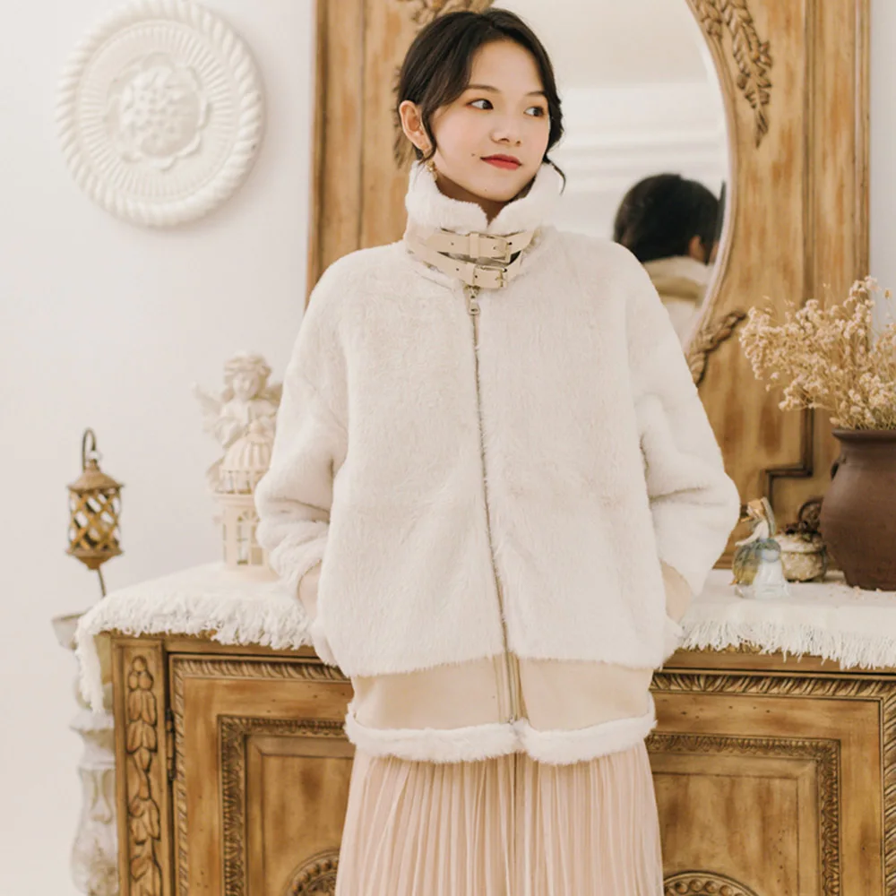 

Thicken Jacket 2020 New Style Standard Length Lapel Long Sleeve Loose Zipper Simple Women Shearling Jackets Lazy